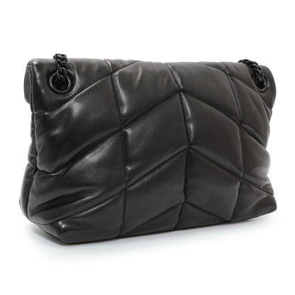 Exclusive Saint Laurent  Black Lambskin Small Loulou Puffer — Side View
