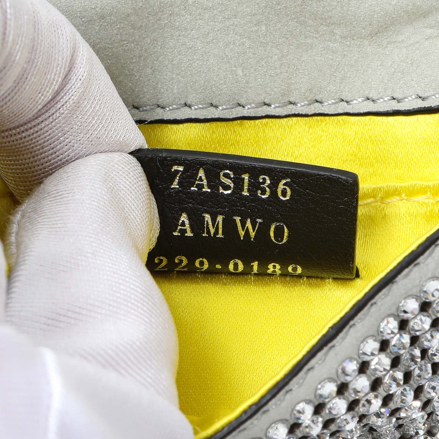 Exclusive Fendi Grey Nubuck Crystal Nano Baguette Charm — Lifestyle View