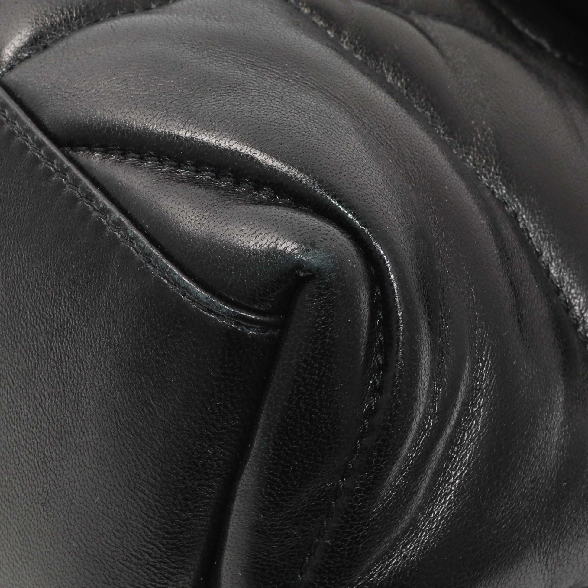 Exclusive Saint Laurent  Black Lambskin Small Loulou Puffer — Detail View