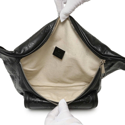 Exclusive Gucci Black Calfskin GG Tennis Embossed Pocket Belt Bag — Top View