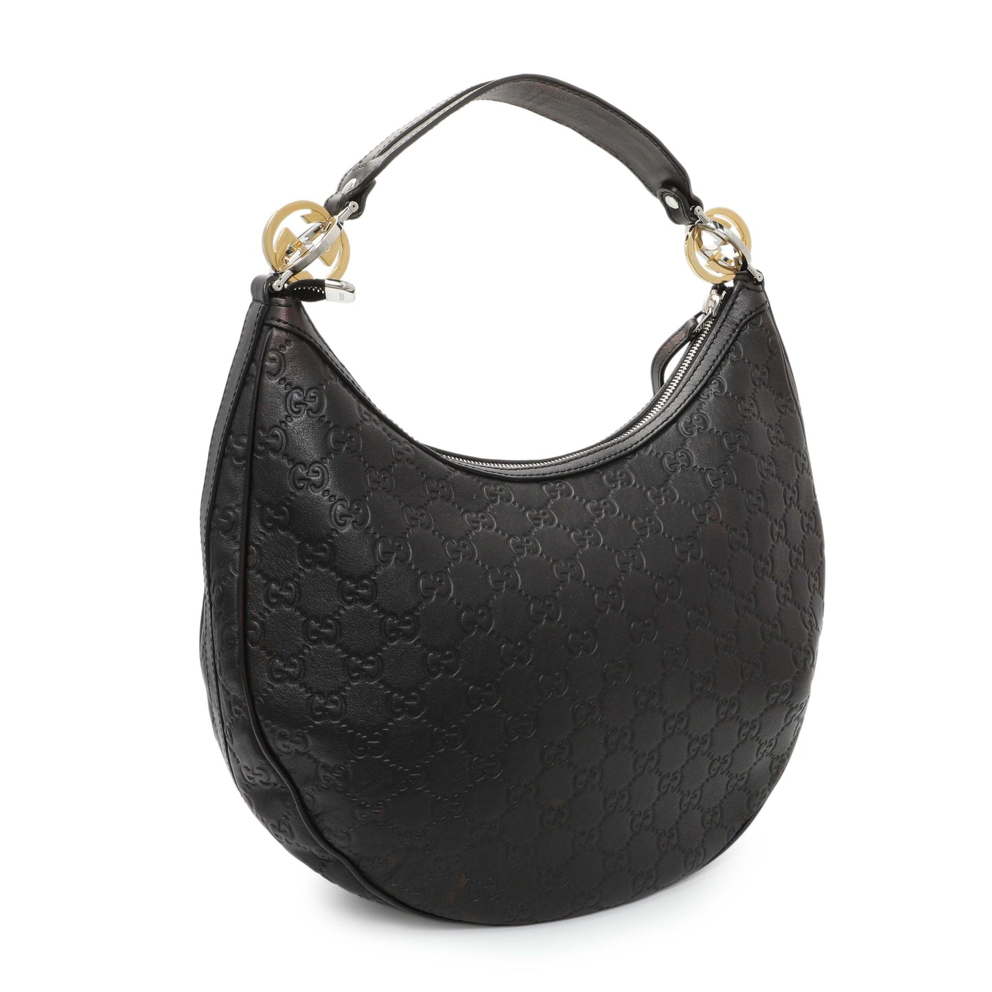 Exclusive Gucci Black Guccissima Twins Hobo Medium — Side View