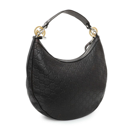 Exclusive Gucci Black Guccissima Twins Hobo Medium — Side View