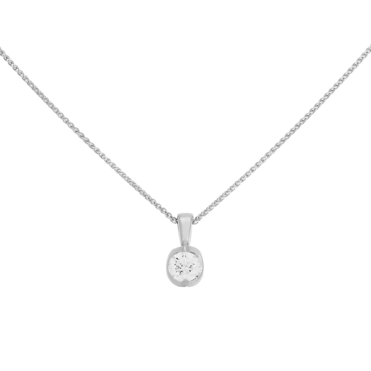 Exclusive 14K White Gold 0.46 Carat Diamond Solitaire Pendant — Front View