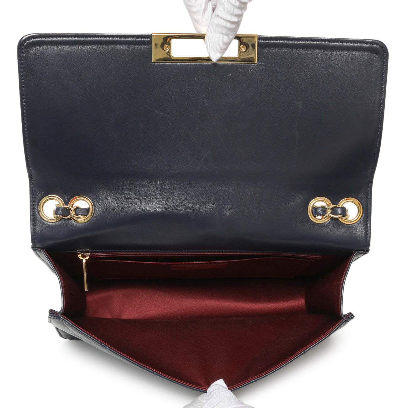 Exclusive Chanel Navy Quilted Lambskin Large Golden Class Flap — Alternate View 8