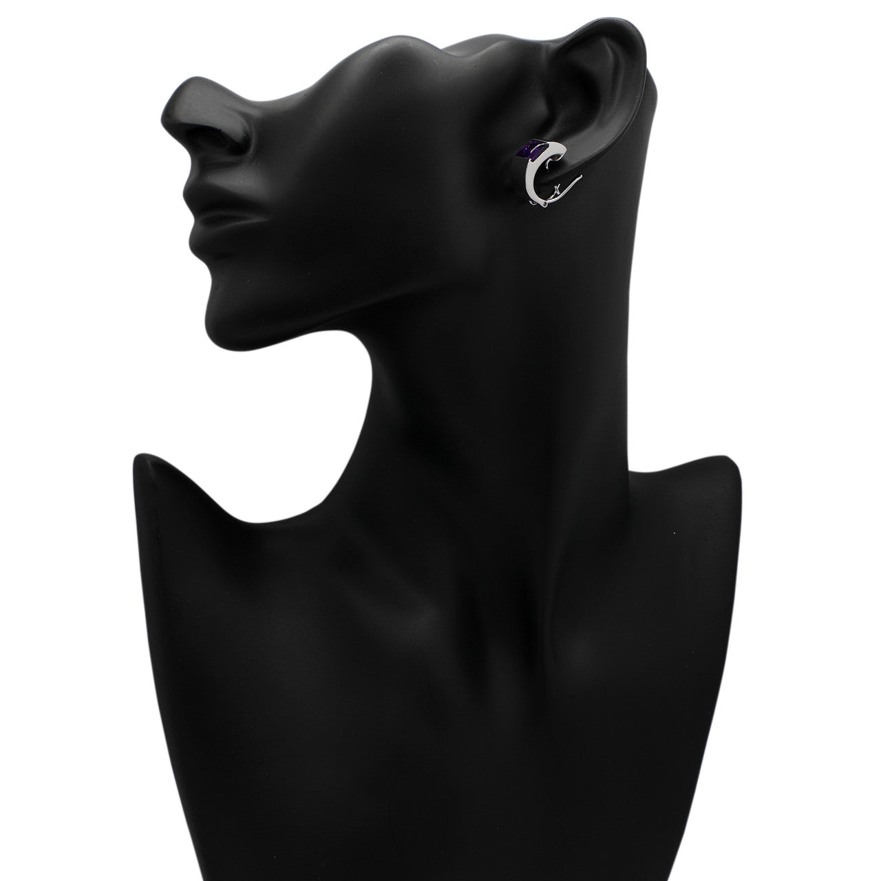 Exclusive 18K White Gold Amethyst Earrings — Back View