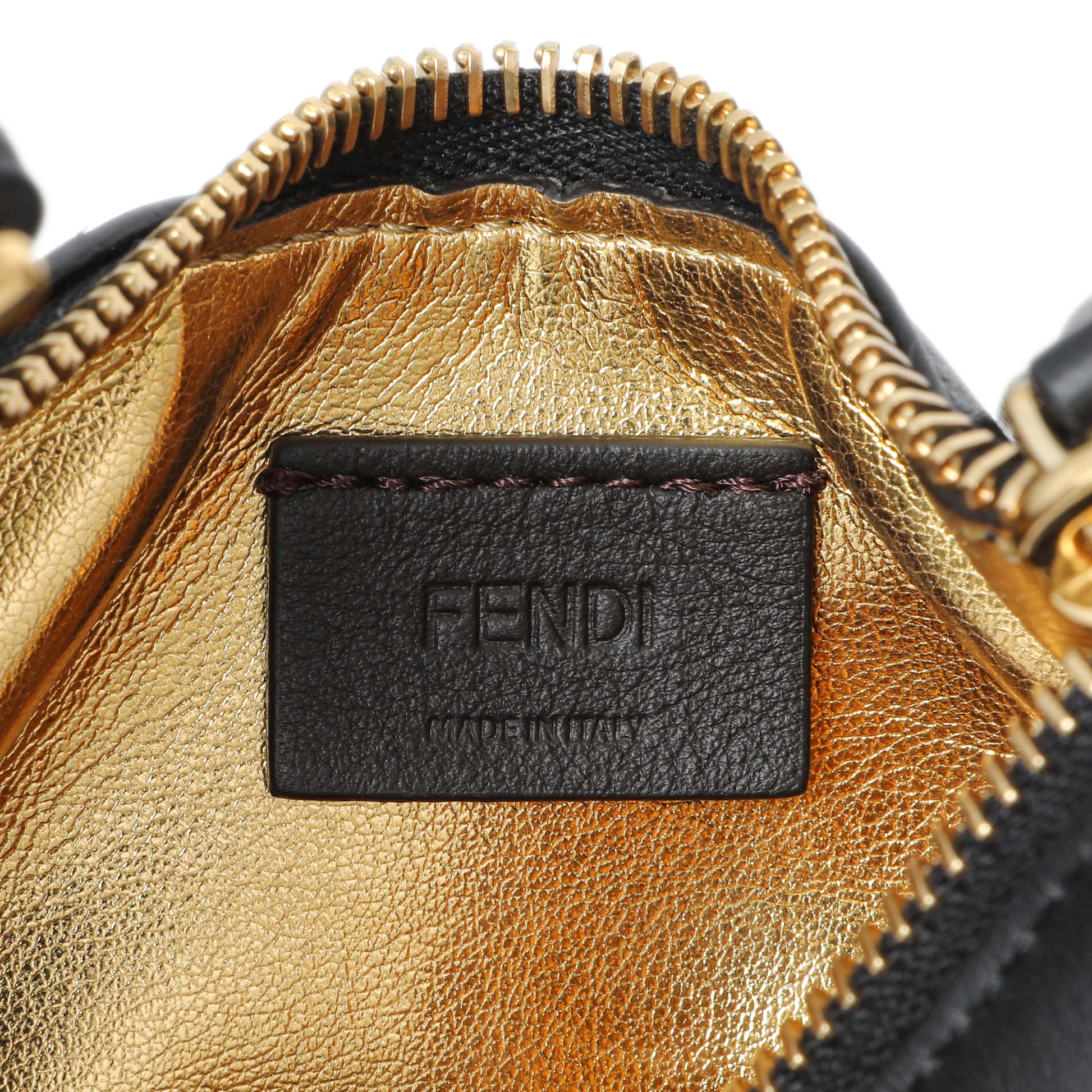 Exclusive Fendi Black Vitello Grace Nano Fendigraphy Hobo Charm — Detail View