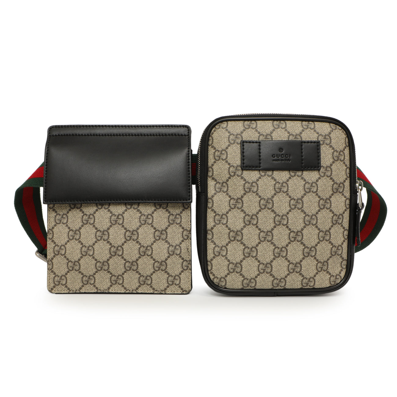 Exclusive Gucci GG Supreme Monogram Web Belt Bag — Front View
