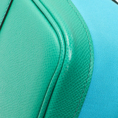 Exclusive Hermes Bleu Azteque Menthe Toile Officier Epsom Garden Party 30 TPM — Detail View