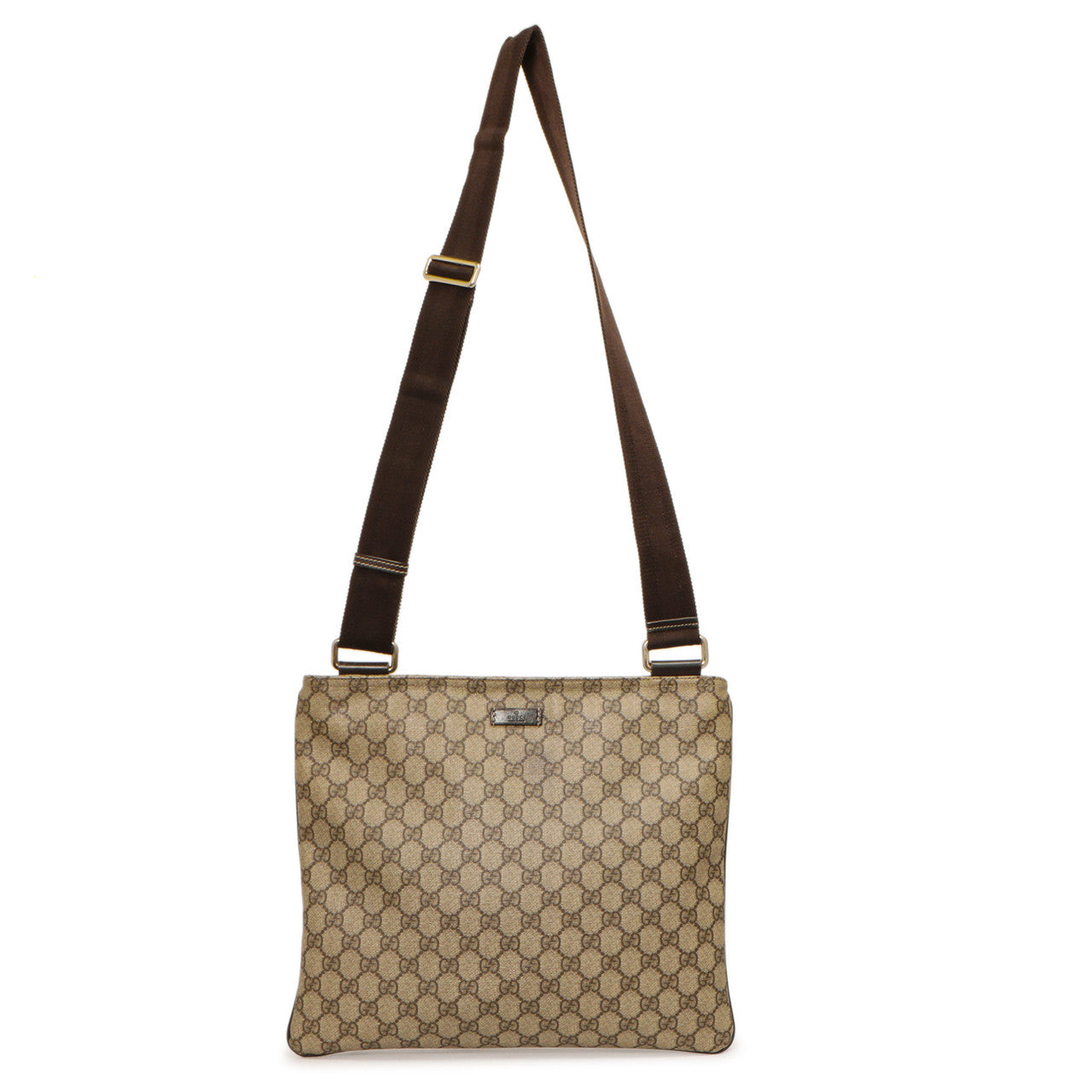 Exclusive Gucci GG Plus Flat Messenger Bag — Front View
