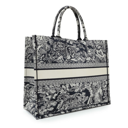 Exclusive Christian Dior Canvas Embroidered Dioriviera Reverse Striped Toile De Jouy Large Book Tote — Side View
