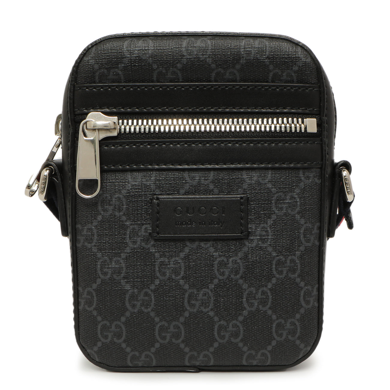 Exclusive Gucci Black GG Supreme Monogram Mini Messenger — Side View