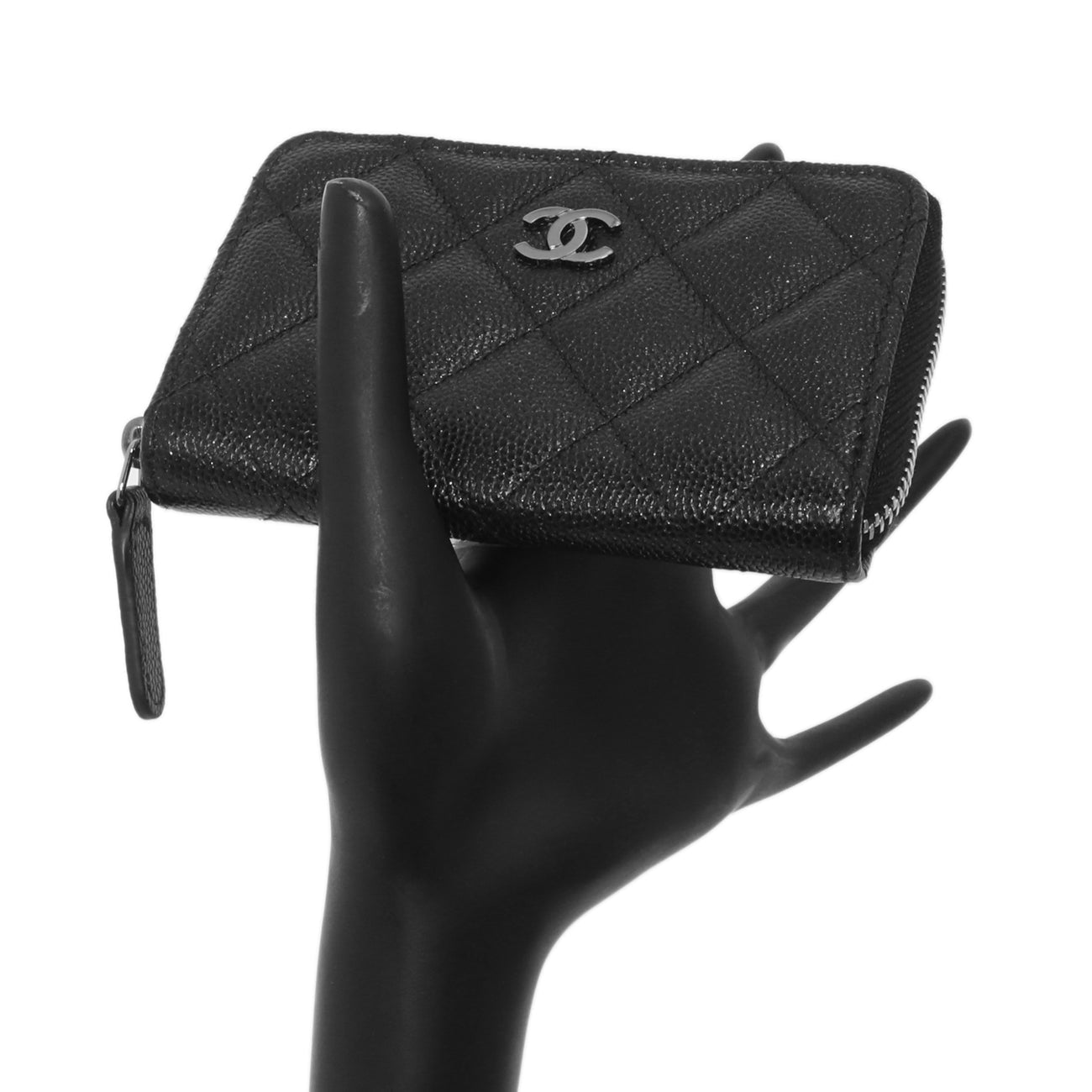 Exclusive Chanel Iridescent Black Quilted Caviar Zip Around Coin Purse — Alternate View 8