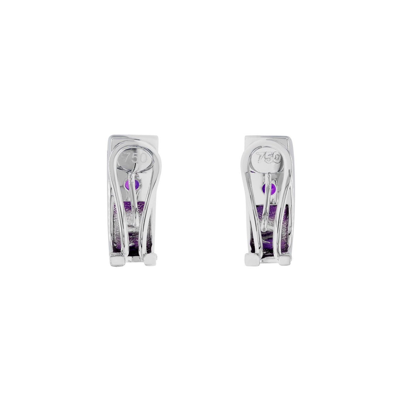 Exclusive 18K White Gold Amethyst Earrings — Side View