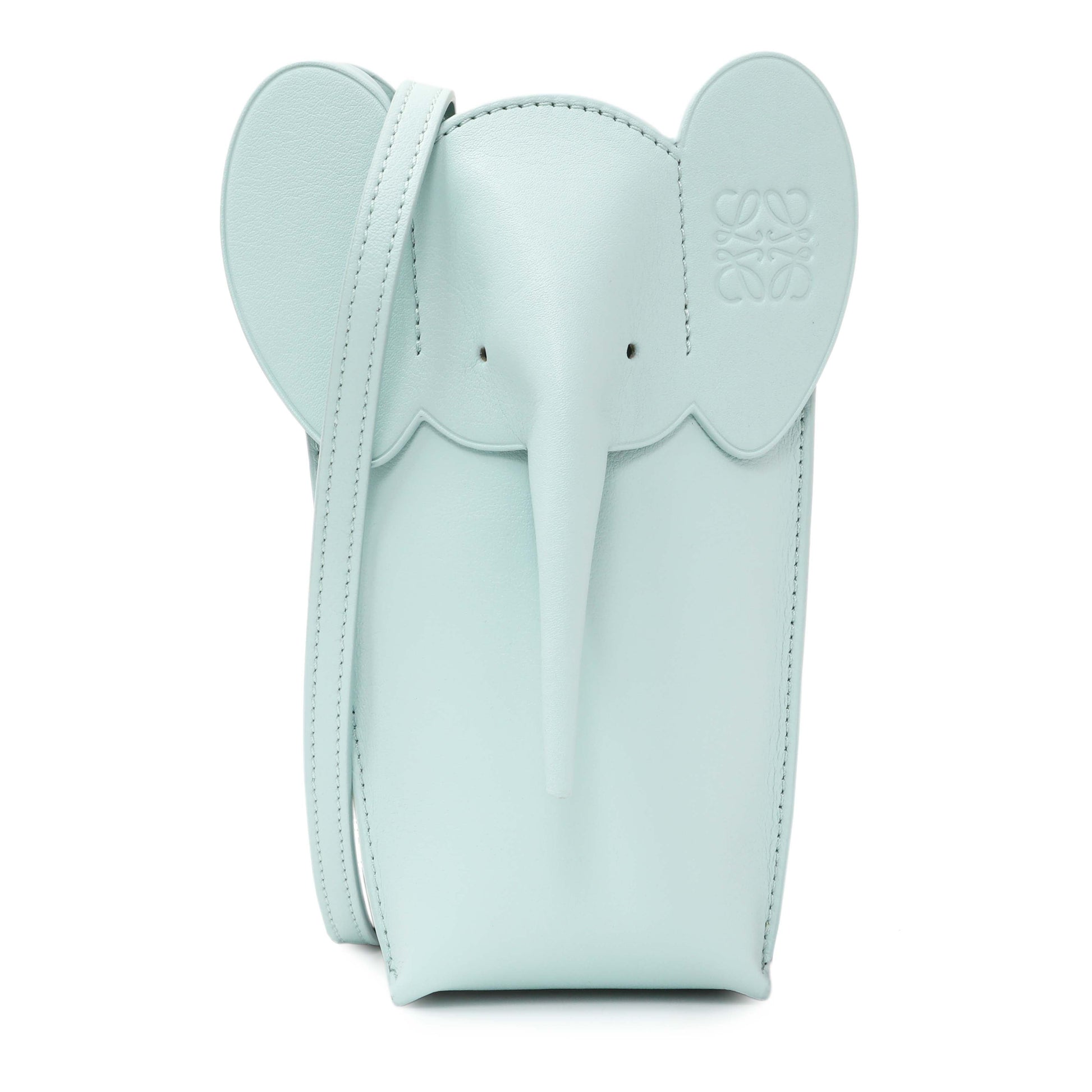 Exclusive Loewe Blue Calfskin Elephant Pouch Crossbody Bag — Front View