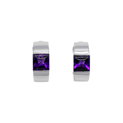 Exclusive 18K White Gold Amethyst Earrings — Front View