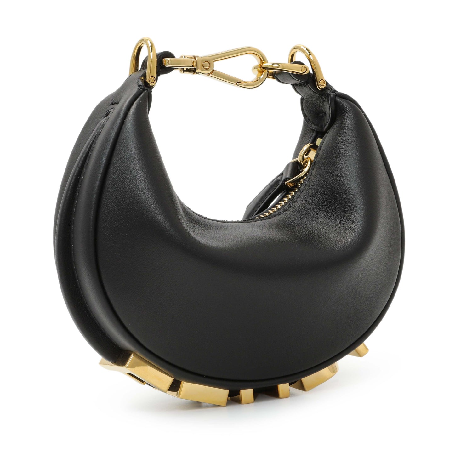 Exclusive Fendi Black Vitello Grace Nano Fendigraphy Hobo Charm — Side View