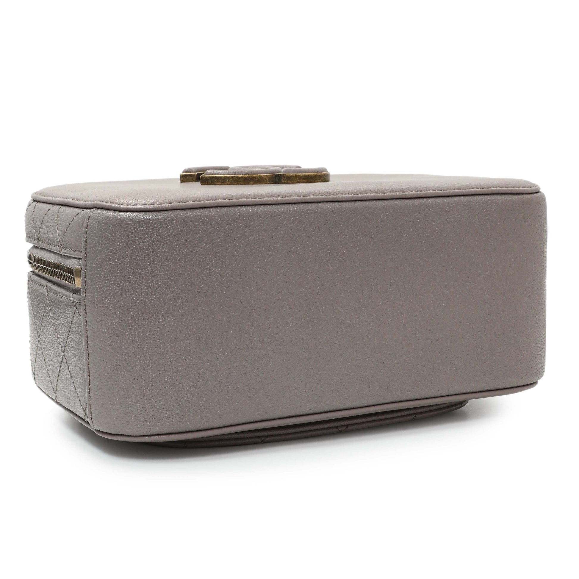 Exclusive Chanel Taupe Calfskin Coco Curve Vanity Case — Top View