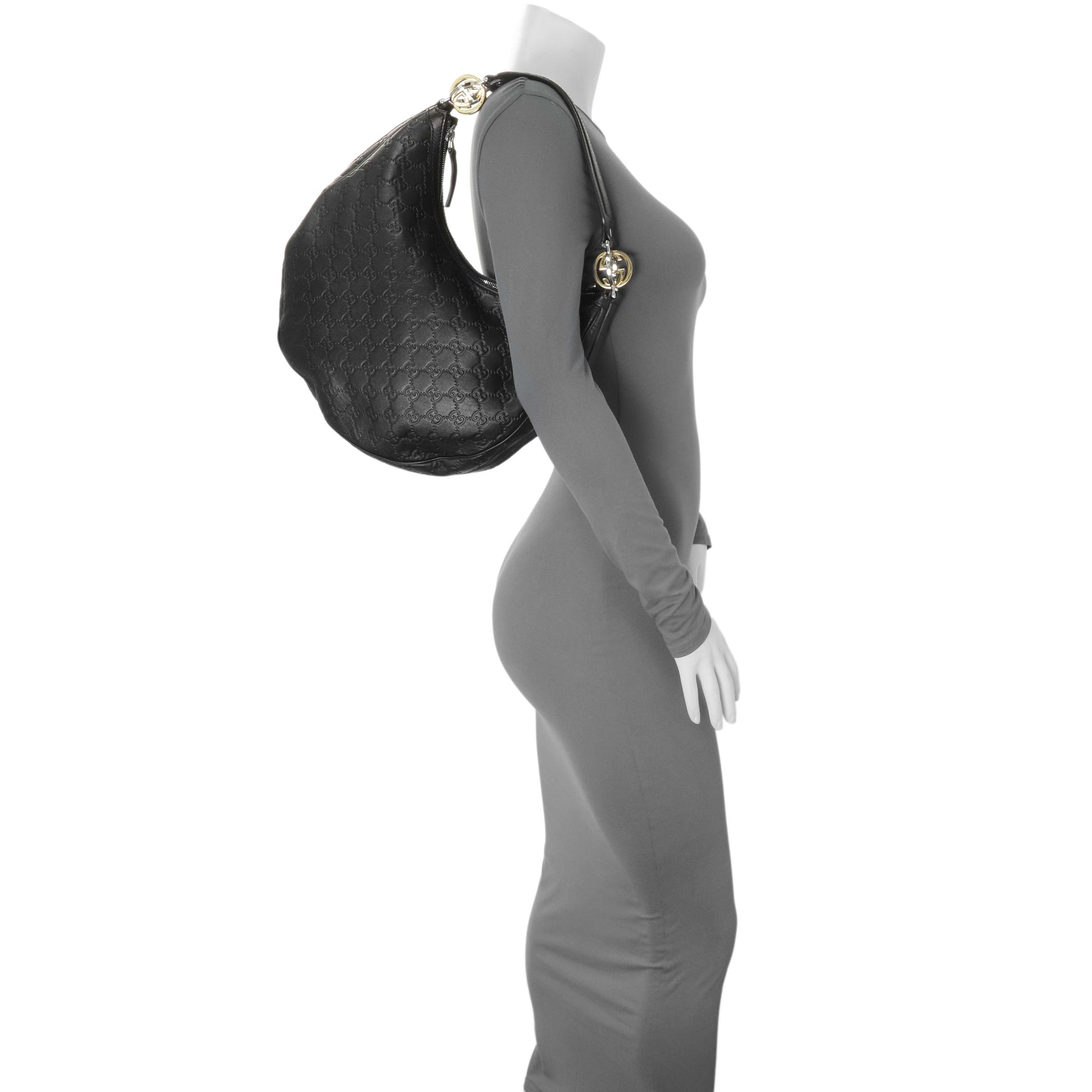 Exclusive Gucci Black Guccissima Twins Hobo Medium — Alternate View 8