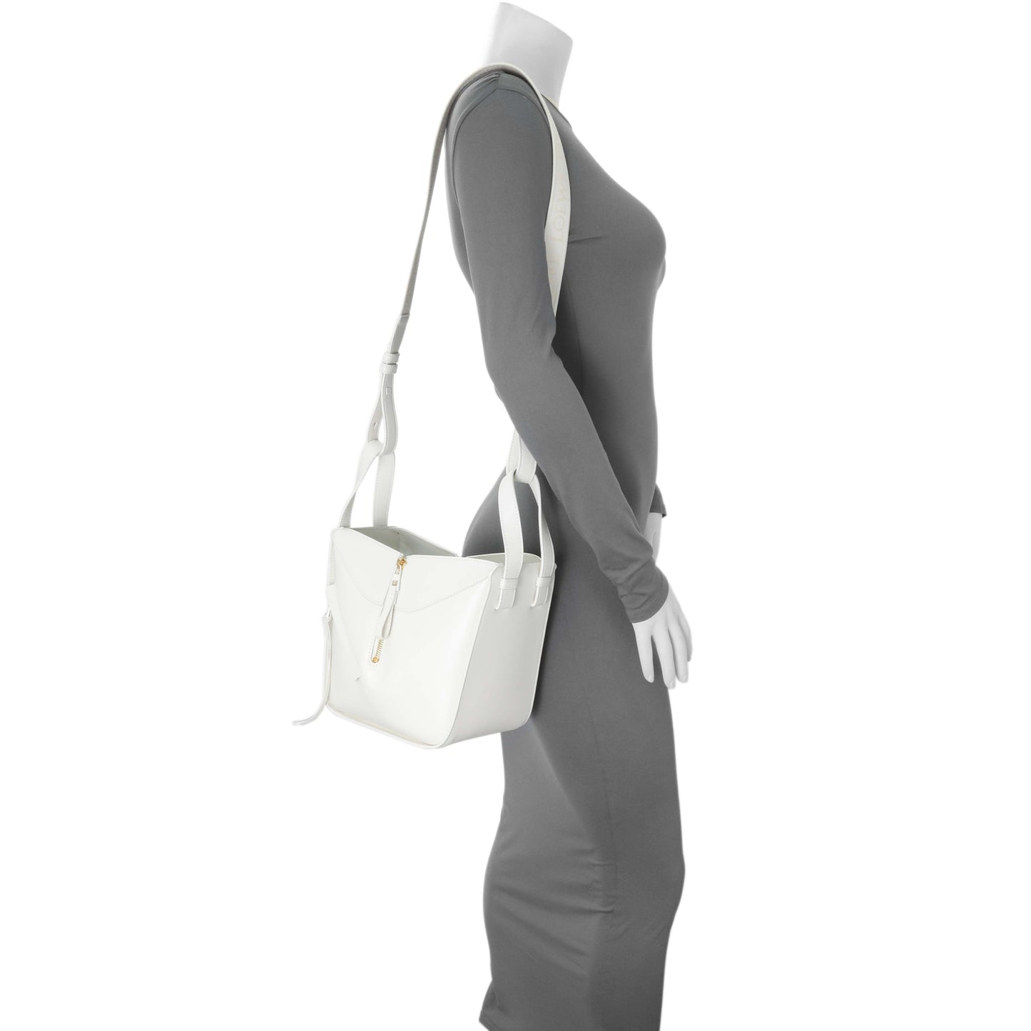 Exclusive Loewe White Calfskin Compact Hammock Shoulder Bag — Alternate View 9
