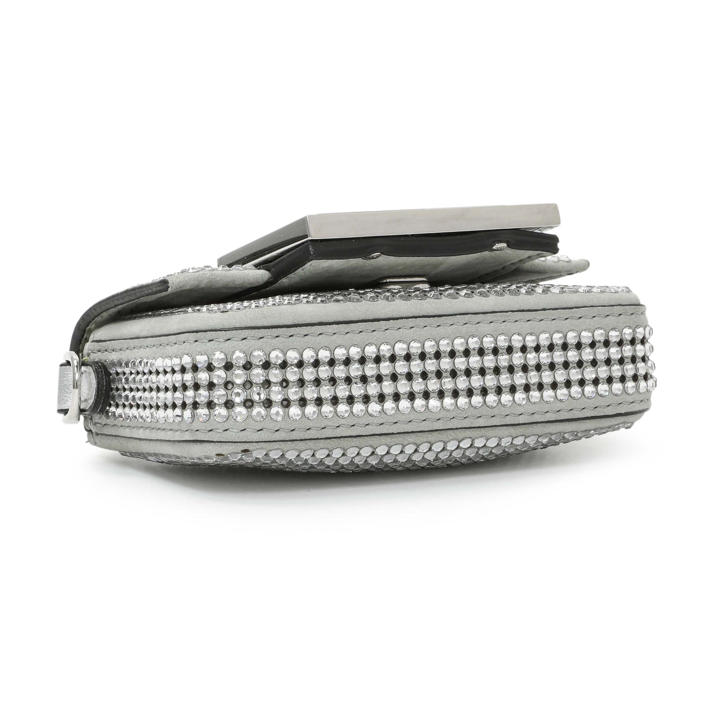 Exclusive Fendi Grey Nubuck Crystal Nano Baguette Charm — Back View
