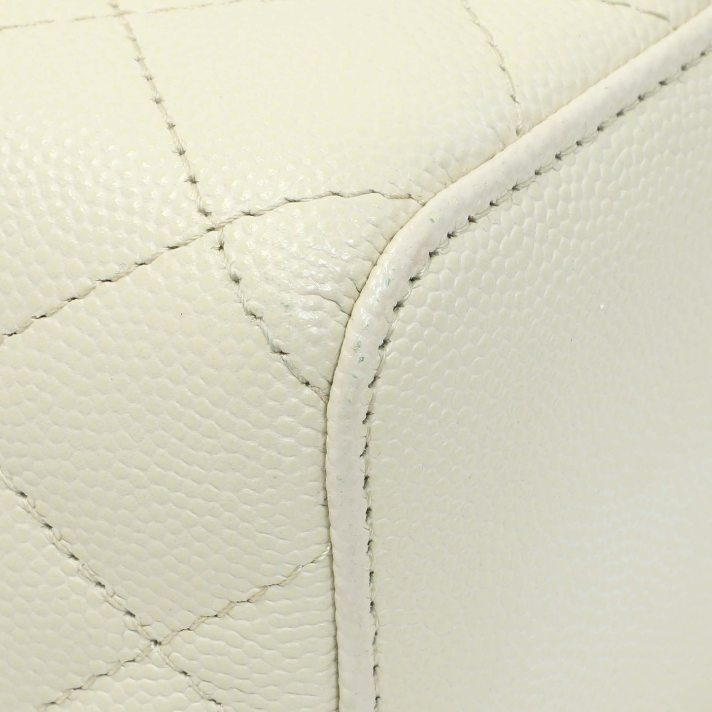Exclusive Chanel White Caviar Mini Vanity Case With Chain — Top View