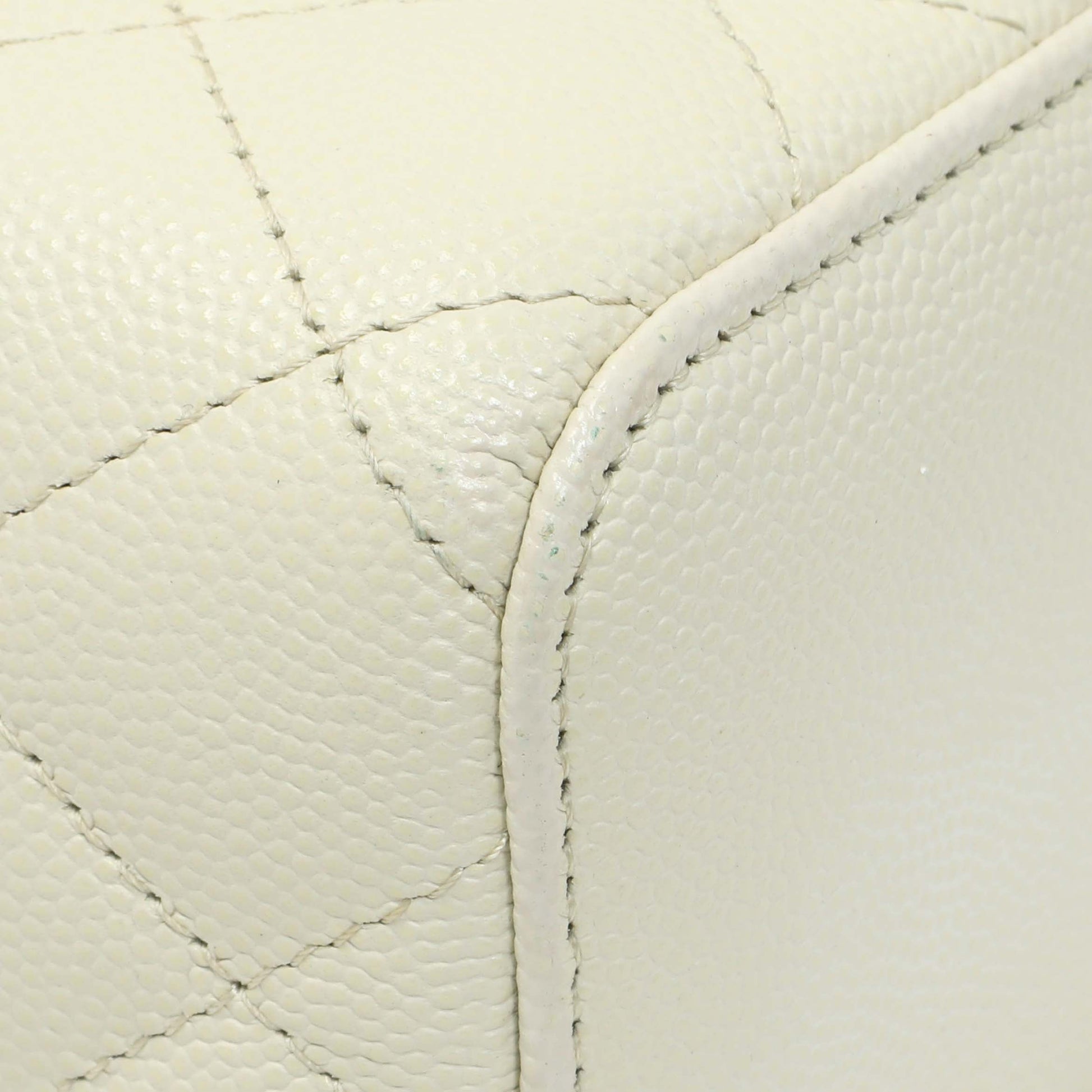 Exclusive Chanel White Caviar Mini Vanity Case With Chain — Top View