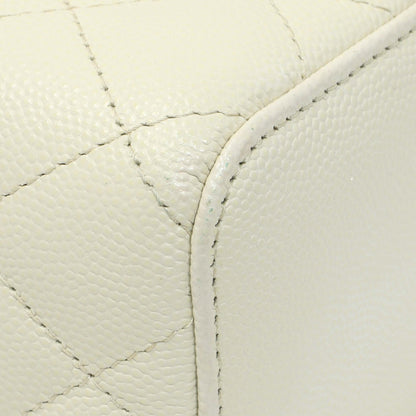 Exclusive Chanel White Caviar Mini Vanity Case With Chain — Top View