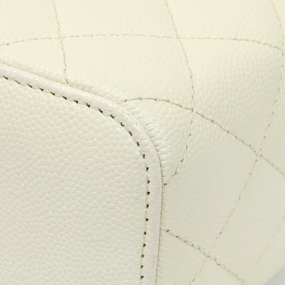 Exclusive Chanel White Caviar Mini Vanity Case With Chain — Detail View