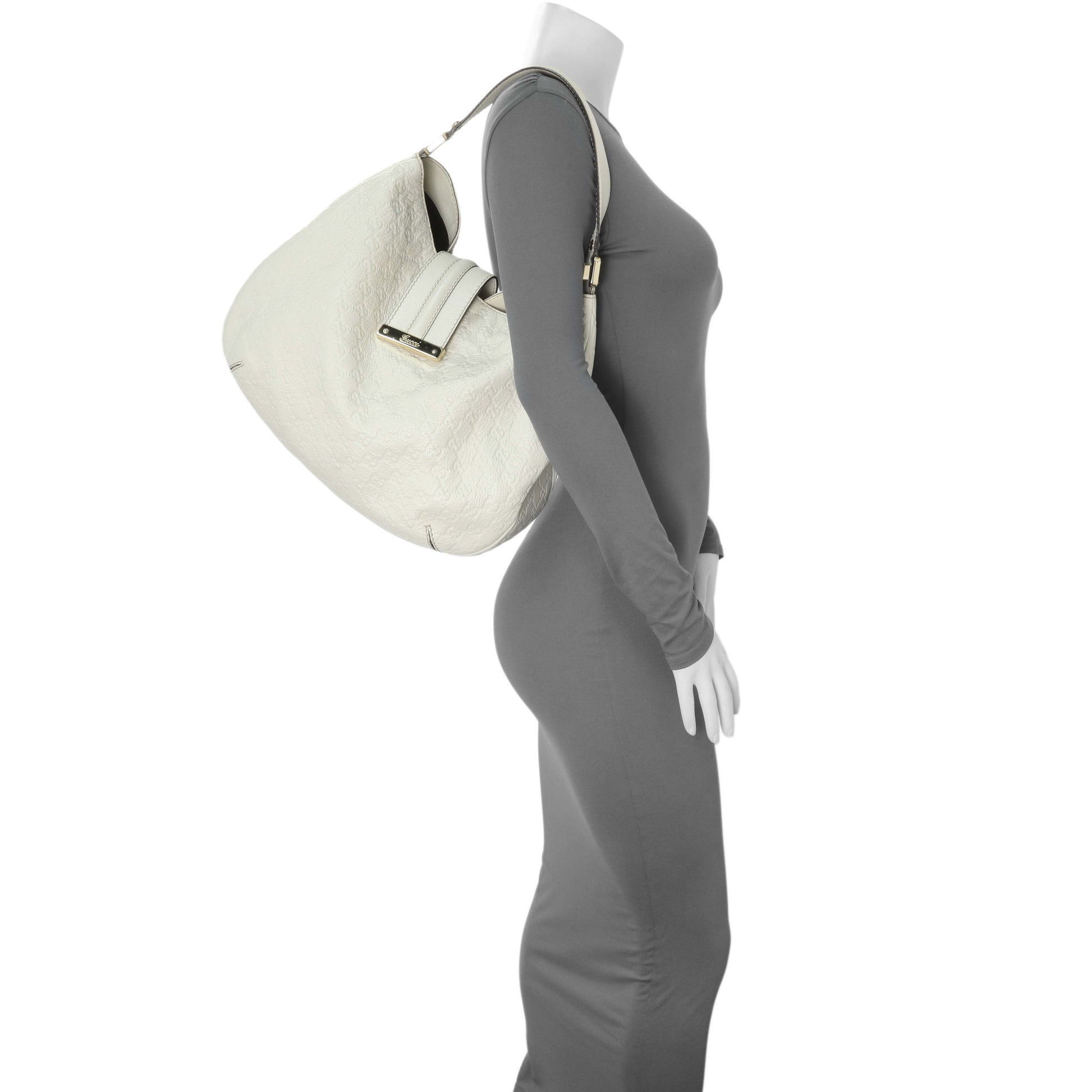 Exclusive Gucci White Guccissima Large New Ladies Web Hobo — Alternate View 8