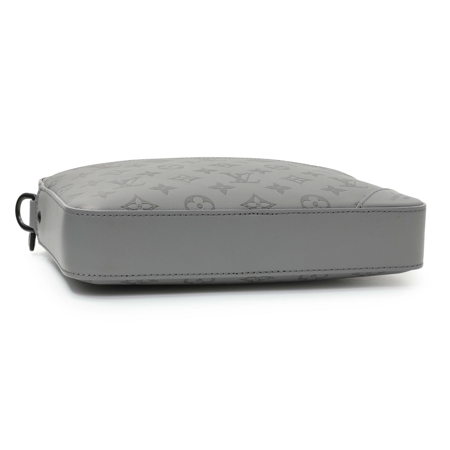 Exclusive Louis Vuitton Grey Calfskin Monogram Shadow Duo Messenger — Back View