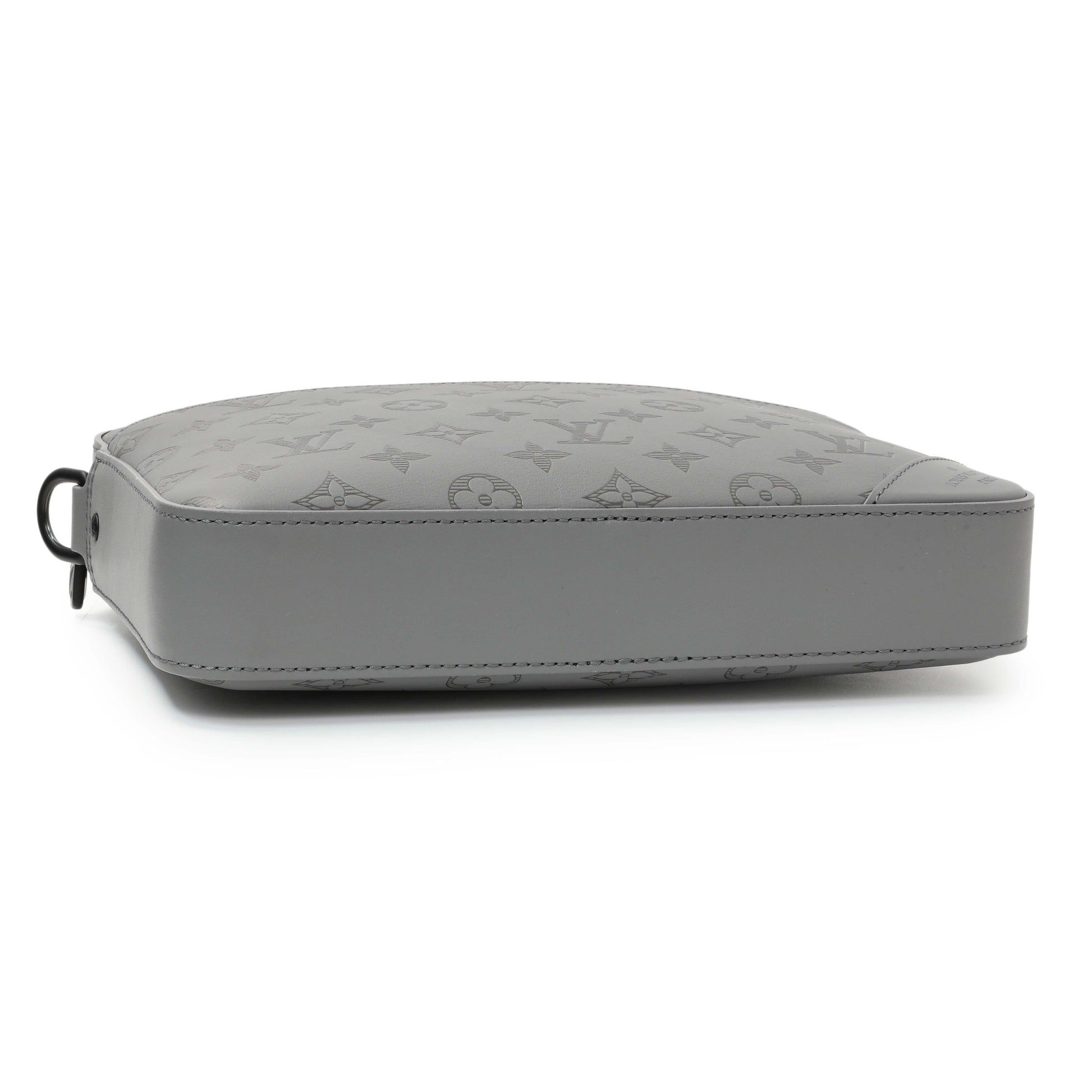 Exclusive Louis Vuitton Grey Calfskin Monogram Shadow Duo Messenger — Back View