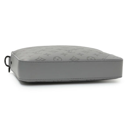 Exclusive Louis Vuitton Grey Calfskin Monogram Shadow Duo Messenger — Back View