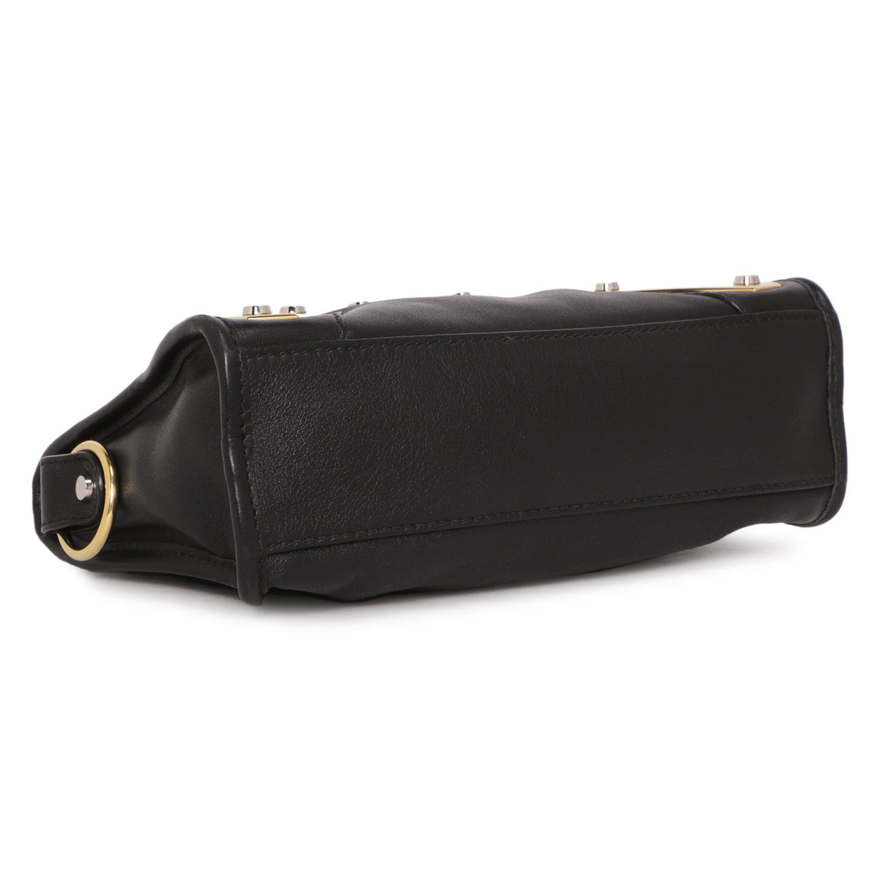 Exclusive Balenciaga Black Calfskin Metal Plate Mini  City — Top View