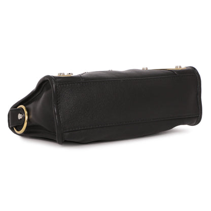 Exclusive Balenciaga Black Calfskin Metal Plate Mini  City — Top View