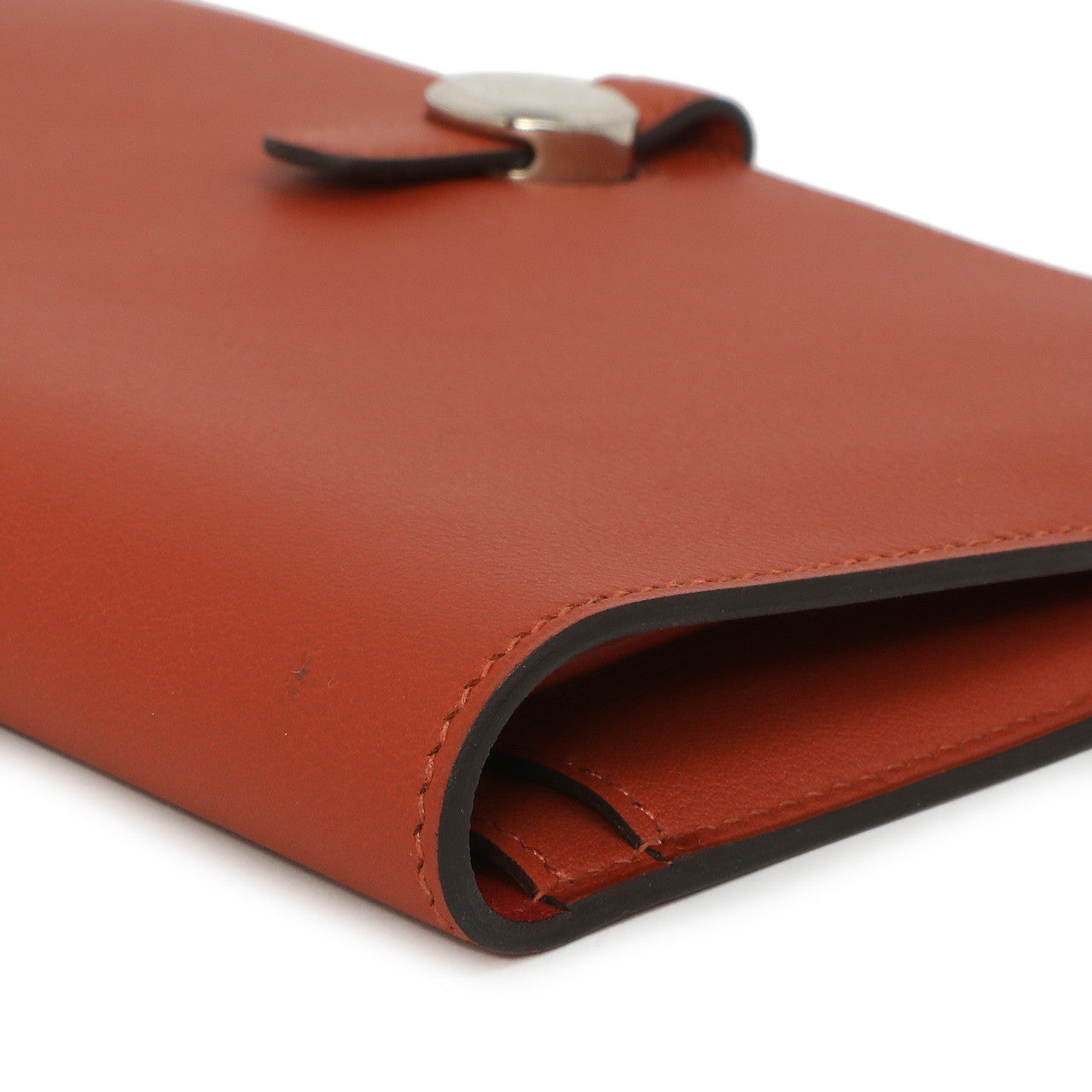 Exclusive Hermes Vermillion Swift Leather Dogon Duo  Wallet — Detail View