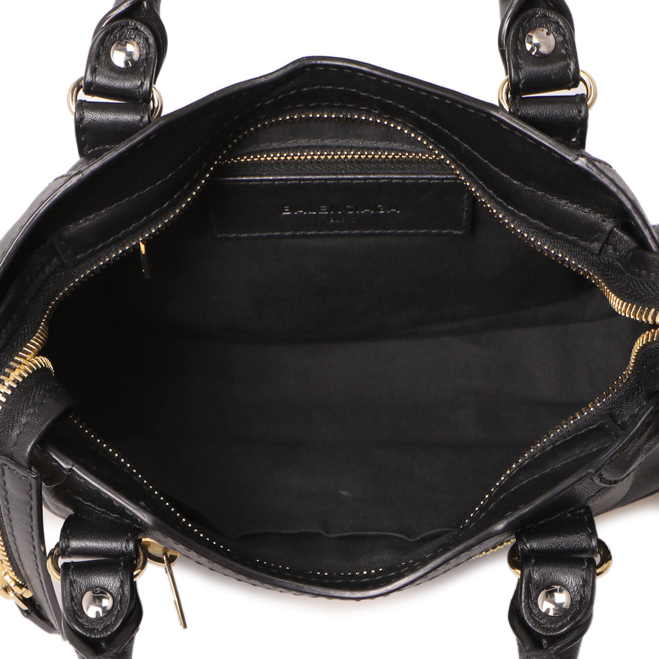Exclusive Balenciaga Black Calfskin Metal Plate Mini  City — Alternate View 9