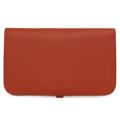 Exclusive Hermes Vermillion Swift Leather Dogon Duo  Wallet — Side View