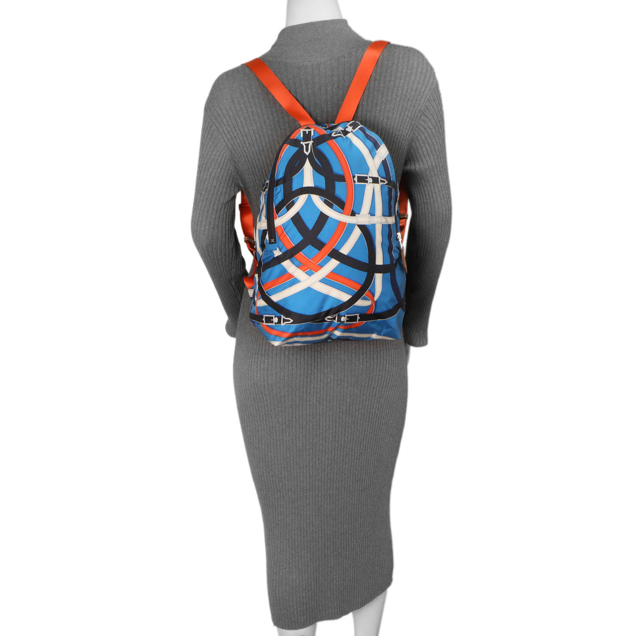 Exclusive Hermes Bleu Zanzibar Cavalcadour Airsilk Backpack — Lifestyle View
