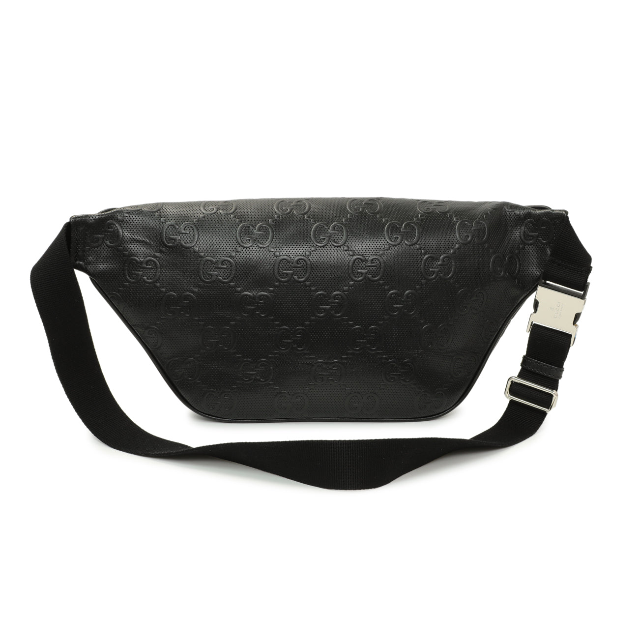 Exclusive Gucci Black Calfskin GG Tennis Embossed Pocket Belt Bag — Side View