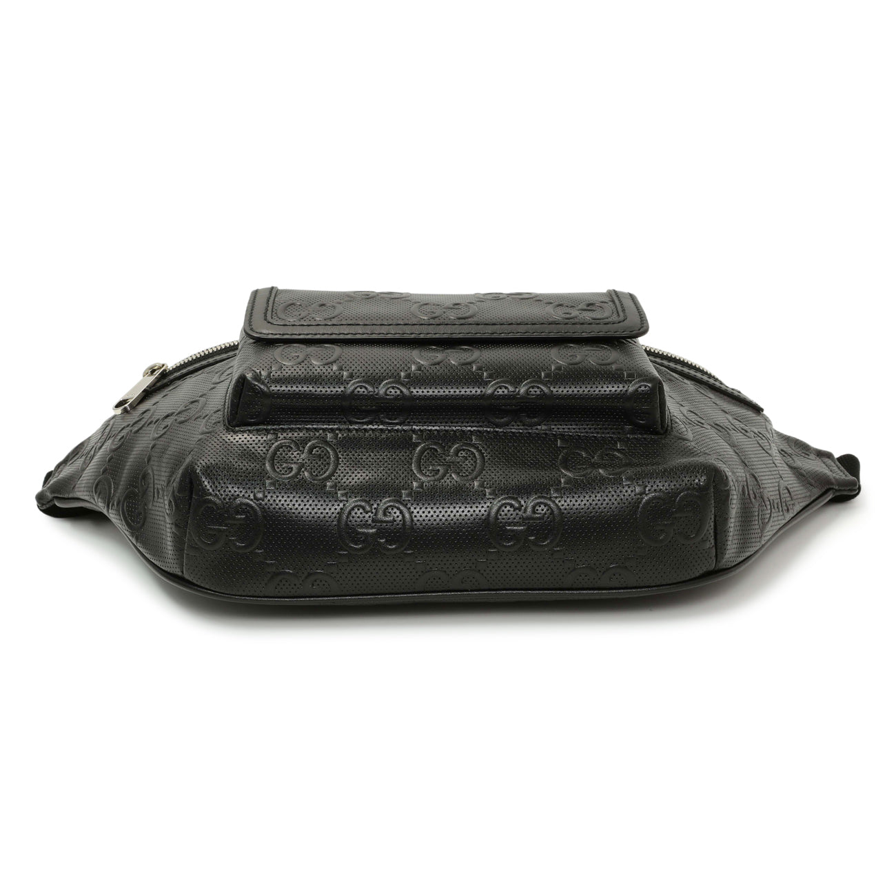Exclusive Gucci Black Calfskin GG Tennis Embossed Pocket Belt Bag — Back View