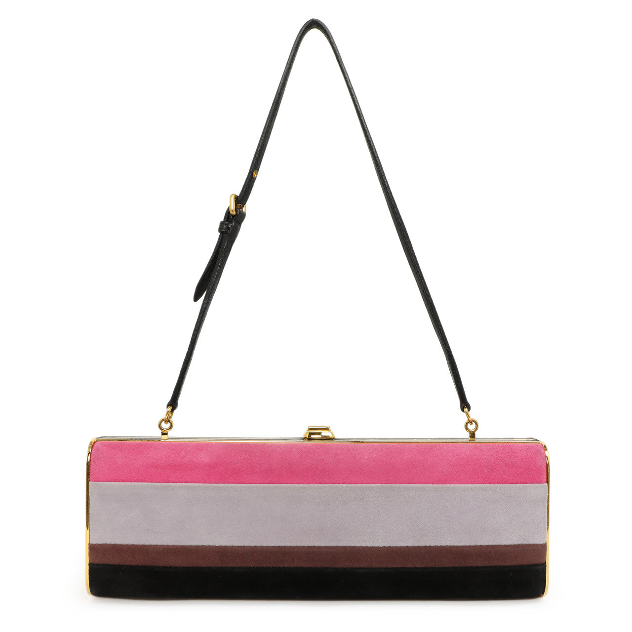 Exclusive Miu Miu Striped Suede Box  Clutch — Front View