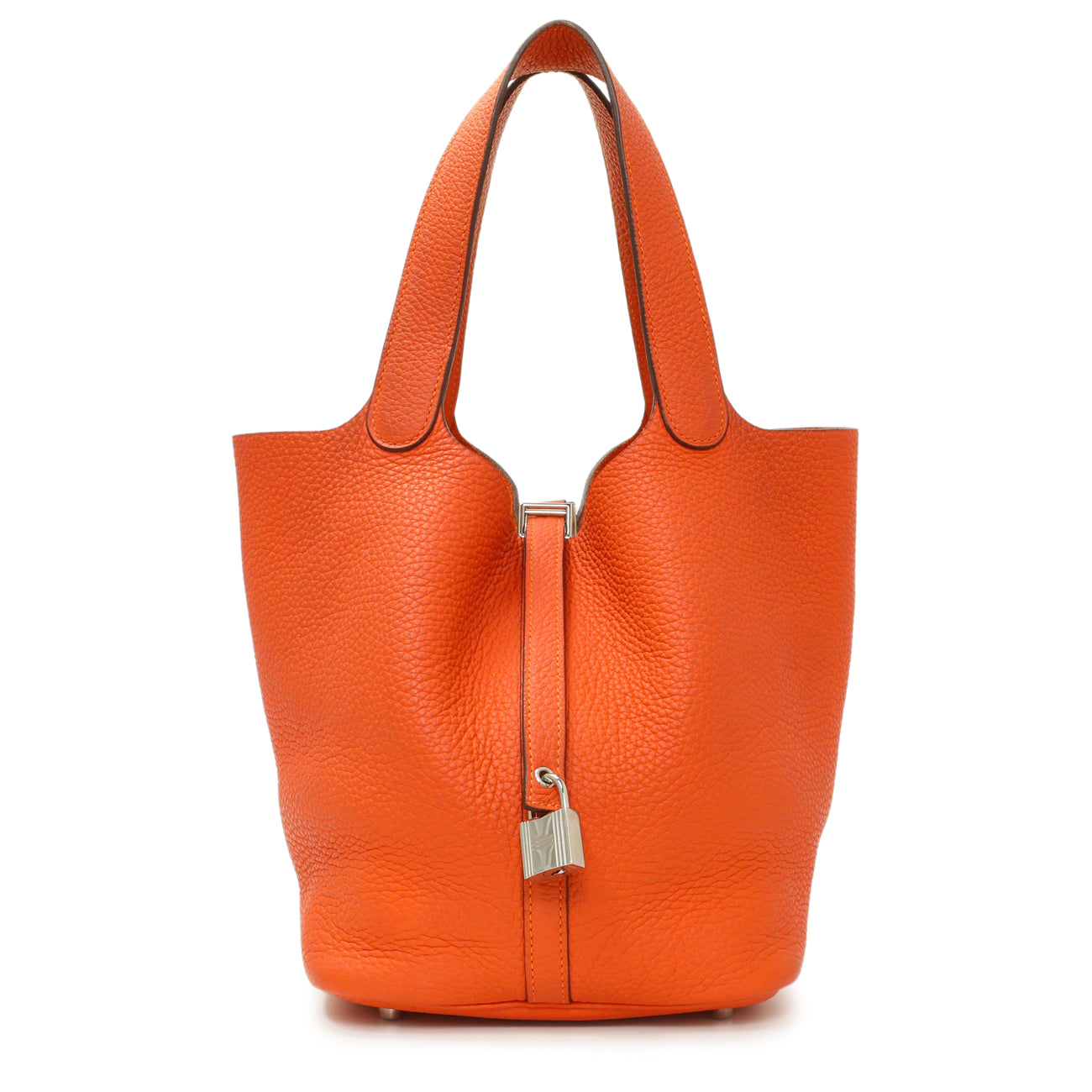 Exclusive Hermes Orange Clemence Picotin Lock 22 — Front View