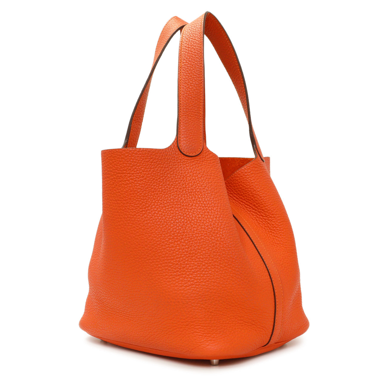 Exclusive Hermes Orange Clemence Picotin Lock 22 — Side View