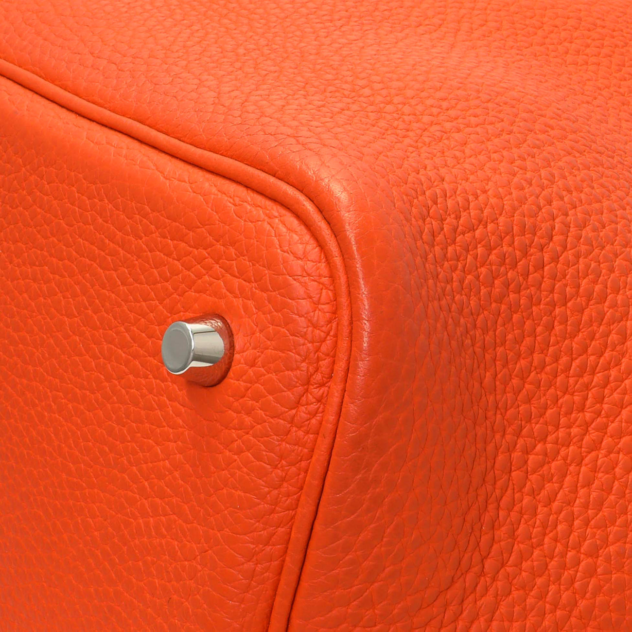 Exclusive Hermes Orange Clemence Picotin Lock 22 — Detail View