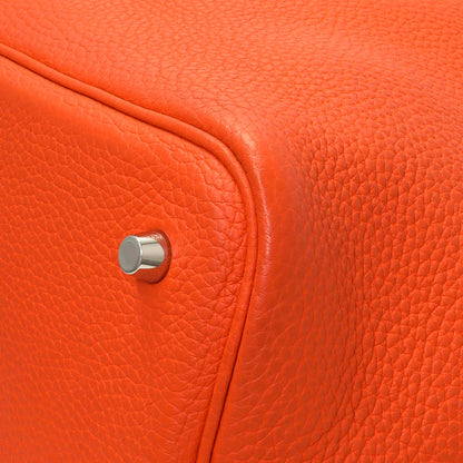 Exclusive Hermes Orange Clemence Picotin Lock 22 — Detail View