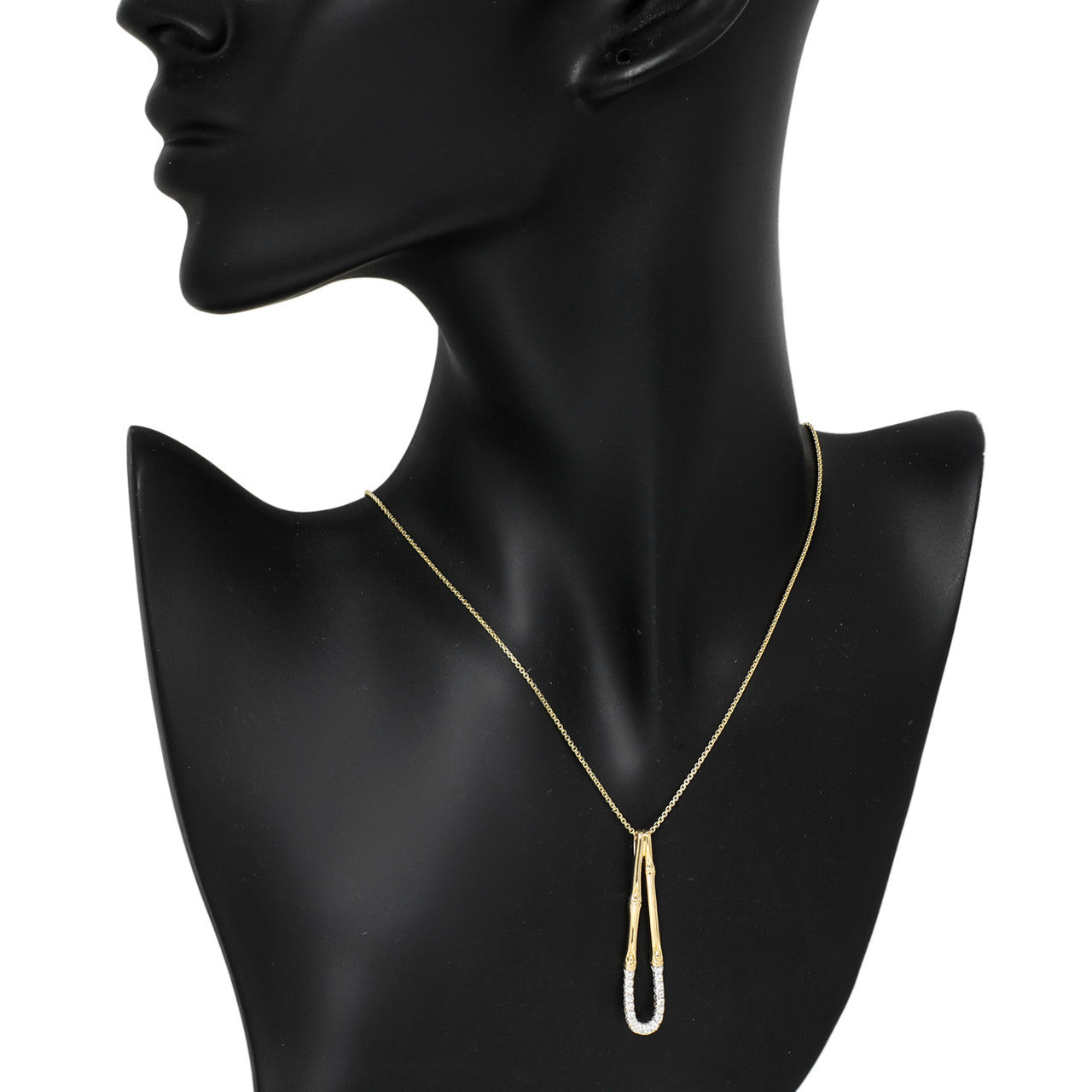 Exclusive John Hardy 18K Yellow Gold & Diamond Bamboo Hoop Pendant Necklace — Top View