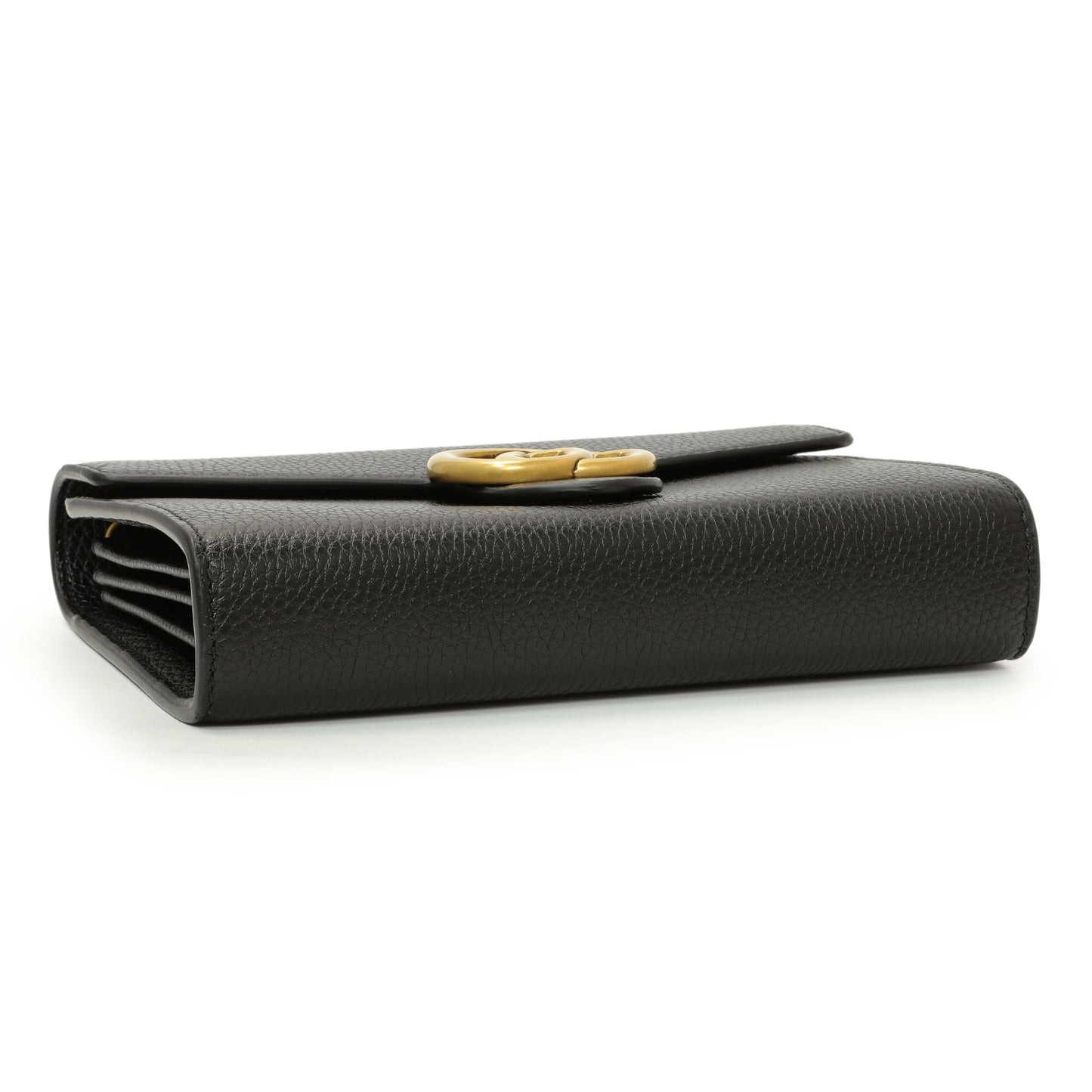 Exclusive Gucci Black Calfskin GG Marmont Chain Wallet — Back View