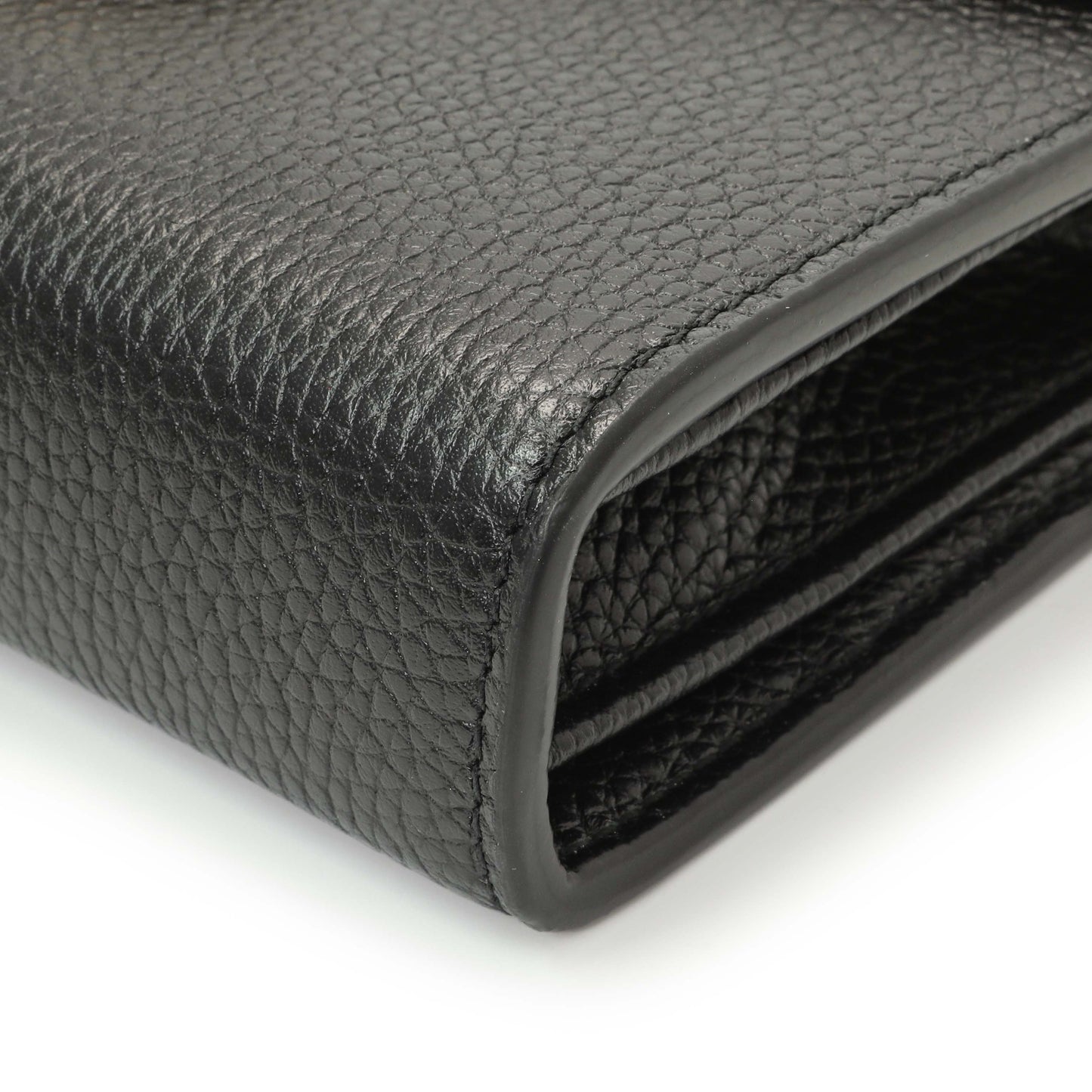 Exclusive Gucci Black Calfskin GG Marmont Chain Wallet — Detail View