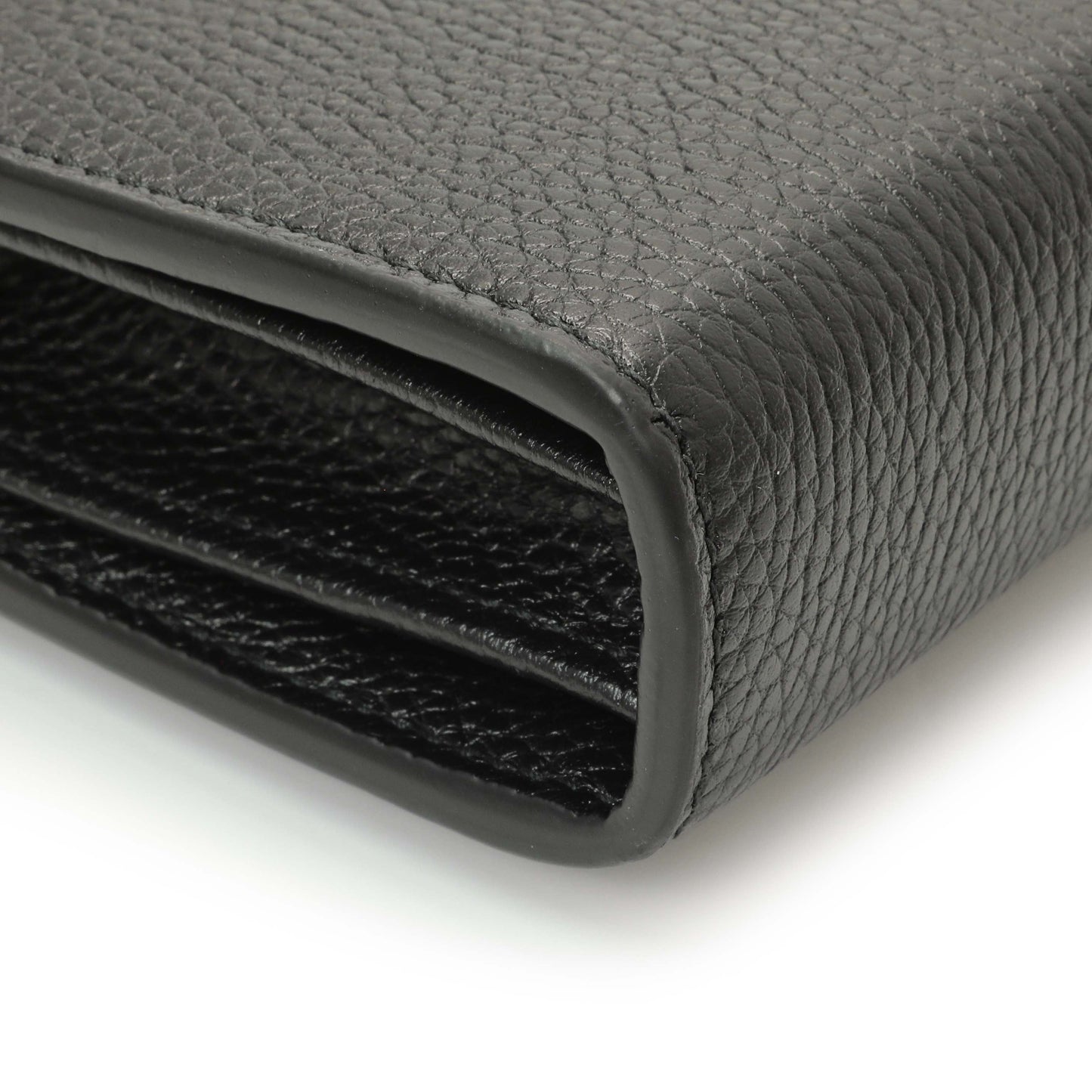 Exclusive Gucci Black Calfskin GG Marmont Chain Wallet — Lifestyle View