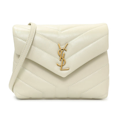 Exclusive Saint Laurent Ivory Calfskin Monogram Toy Loulou Crossbody — Front View